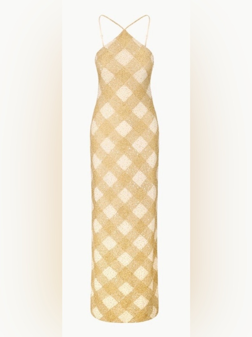 Staud cubism gingham beaded maxi